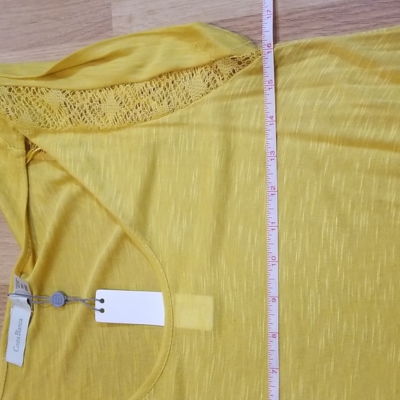 Costa Blanca mustard yellow scoop neck lace insert top XL NWT - Picture 7 of 8
